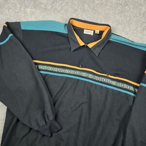 Alexxus 1/4 Zip Sweatshirt Mens 3XLT Black Aztec Geometric Tribal Vintage 90s